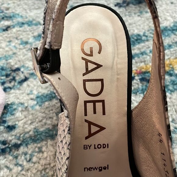 Gadea by Lodi Slingback Block Heels Peep Toe Snakeskin 11 - Picture 6 of 7